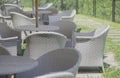 Rattan sofa and table set in outdoor Royalty Free Stock Photo