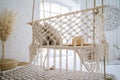 Rattan swings, braided rope swings in the interior