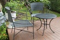 rattan wicker chair and desk on patio Royalty Free Stock Photo