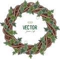 Rattan wreath entwined with ivy