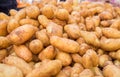 Ratte potatoes heap for sale at organics farmers market