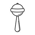 Rattle. Baby icon on a white background, line design.