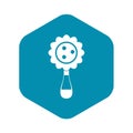 Rattle baby toy icon, simple style