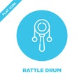 rattle drum icon vector from baby toys collection. Thin line rattle drum outline icon vector  illustration. Linear symbol for use Royalty Free Stock Photo