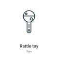 Rattle toy outline vector icon. Thin line black rattle toy icon, flat vector simple element illustration from editable toys Royalty Free Stock Photo