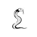 Rattlesnake. Rattlesnake simple black and white line art vector logo Royalty Free Stock Photo