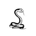 Rattlesnake. Rattlesnake simple black and white line art vector logo Royalty Free Stock Photo