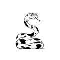 Rattlesnake. Rattlesnake simple black and white line art vector logo Royalty Free Stock Photo