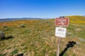 Rattlesnake warning sign in the Antelope Valley