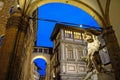 Ratto di Polissena statue in Florence by night Royalty Free Stock Photo