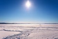 Rattvik - March 30, 2018: The frozen lake Siljan by the town of Rattvik, Dalarna, Sweden Royalty Free Stock Photo