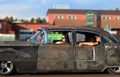 Rattvik, Sweden - July 27, 2013: Classic Car Week RÃÂ¤ttvik - Old Cadillac rusty black vintage car Royalty Free Stock Photo