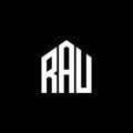 RAU letter logo design on BLACK background. RAU creative initials letter logo concept. RAU letter design.RAU letter logo design on Royalty Free Stock Photo
