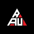 RAU triangle letter logo design with triangle shape. RAU triangle logo design monogram. RAU triangle vector logo template with red Royalty Free Stock Photo