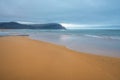 Raudasandur or red sandy beach in the westfjords of Iceland during blue hour. Royalty Free Stock Photo