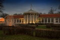 Raudondvaris orangery restaurant at Christmas night view Lithuania Royalty Free Stock Photo