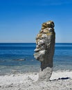 Faro island and its raukar formation. Stone with a face.