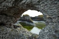 Rauk raukar Burgsvik natural stones on sea coast of Baltic sea