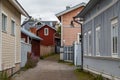 Street in the historic centre of Rauma town, UNESCO heritage, Finland