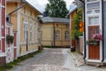 Street in the historic centre of Rauma town, UNESCO heritage, Finland