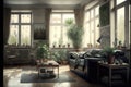 Raumadaptation: Wohnzimmer (panoramisch Royalty Free Stock Photo