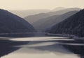 Rausor lake and Iezer Papusa Mountain in black and white Royalty Free Stock Photo