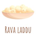 Rava laddu food icon, cartoon style