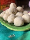 Rava Laddu or Semolina Laddoo Or Rawa Ladu, a popular sweet dish from Maharashtra, India. Royalty Free Stock Photo