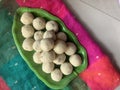 Rava Laddu or Semolina Laddoo Or Rawa Ladu, a popular sweet dish from Maharashtra, India. Royalty Free Stock Photo