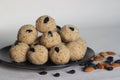 Rava laddu is a South Indian Sweet made with semolina, sugar, ghee, cashews and raisins Royalty Free Stock Photo