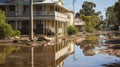 Ravages of the Deluge. Buildings Bear the Brunt of Flooding. Generative AI