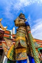 Ravana giant statues guarding the front door vertically.