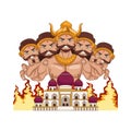 Ravana with ten heads hindu warrior and mosque building