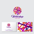 Ravel ball of multicolored threads. Needlework logo. Handmade product community. Royalty Free Stock Photo