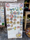 Ravello, Amalfi Coast, Italy - 2 September 2023. Traditional ceramic souvenirs: multi-colored magnets