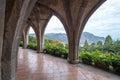 Gothic style Crypt with view of the mountains, at the Gardens of Villa Cimbrone, Ravello on the Amalfi Coast in Southern Italy.