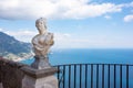 Ravello, Italy. Terrace of villa Cimbrone with marble statues over sea overlooking Amalfi coast Royalty Free Stock Photo