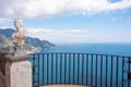 Ravello, Italy. Terrace of villa Cimbrone with marble statues over sea overlooking Amalfi coast Royalty Free Stock Photo