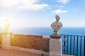 Ravello, Italy. Terrace of villa Cimbrone with marble statues over sea overlooking Amalfi coast Royalty Free Stock Photo