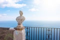 Ravello, Italy. Terrace of villa Cimbrone with marble statues over sea overlooking Amalfi coast Royalty Free Stock Photo