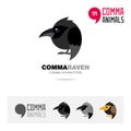 Raven bird concept icon set and modern brand identity logo template and app symbol based on comma sign Royalty Free Stock Photo