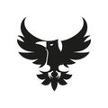 raven black and white illustration logo vector