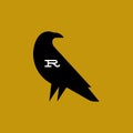 Raven. Fat style logo mark template or icon