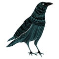 raven folk with ornament mystic bird for halloween isolated vector hand drawn Royalty Free Stock Photo