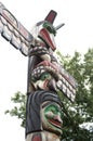 Raven Holding Totem Pole Above Son Of Indian Chief Above Beaver - Carver: Douglas Lafortune 1989. Cowichan Valley, Vancouver Royalty Free Stock Photo