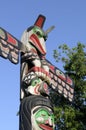 Raven Holding Totem Pole Above Son Of Indian Chief Above Beaver - Carver: Douglas Lafortune 1989. Cowichan Valley, Vancouver Royalty Free Stock Photo