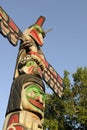 Raven Holding Totem Pole Above Son Of Indian Chief Above Beaver - Carver: Douglas Lafortune 1989. Cowichan Valley, Vancouver Royalty Free Stock Photo