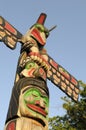 Raven Holding Totem Pole Above Son Of Indian Chief Above Beaver - Carver: Douglas Lafortune 1989. Cowichan Valley, Vancouver Royalty Free Stock Photo