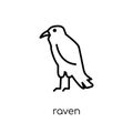 Raven icon. Trendy modern flat linear vector Raven icon on white