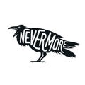 Raven illustration with word Nevermore